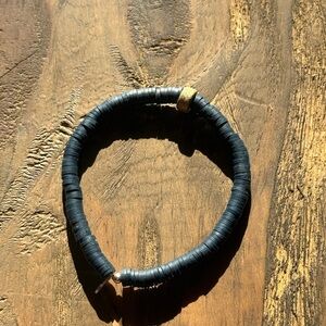 Navy Beaded Bracelet with Gold Accent